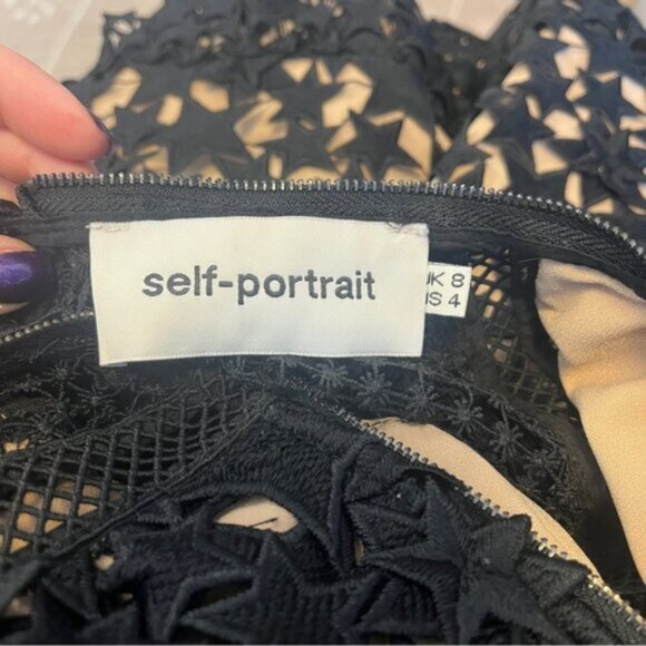 Self-Portrait Yolk Frill Star Guipure Lace Mini Dress - Picture 11 of 12